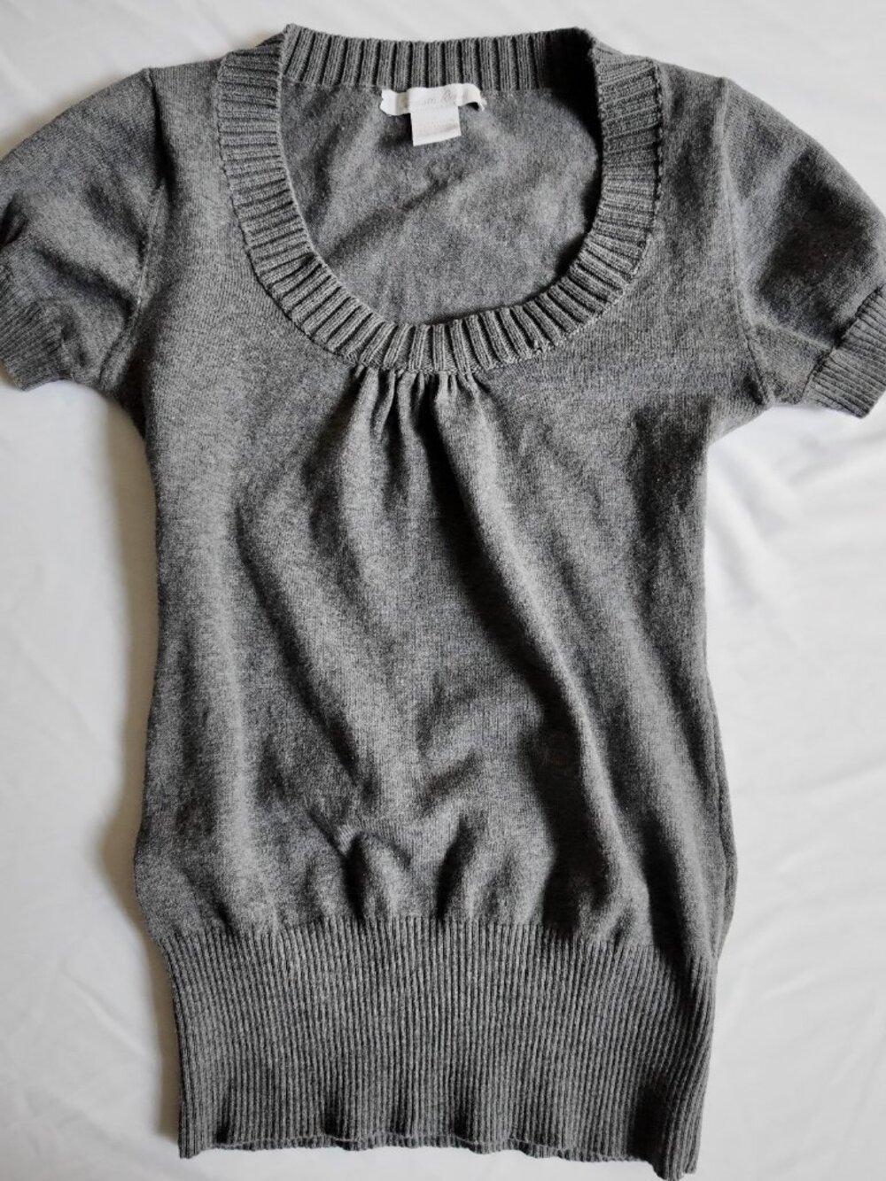 Charlotte Russe Sweater Puff Sleeve Y2K Office Siren Knit Heather Grey Size Smal